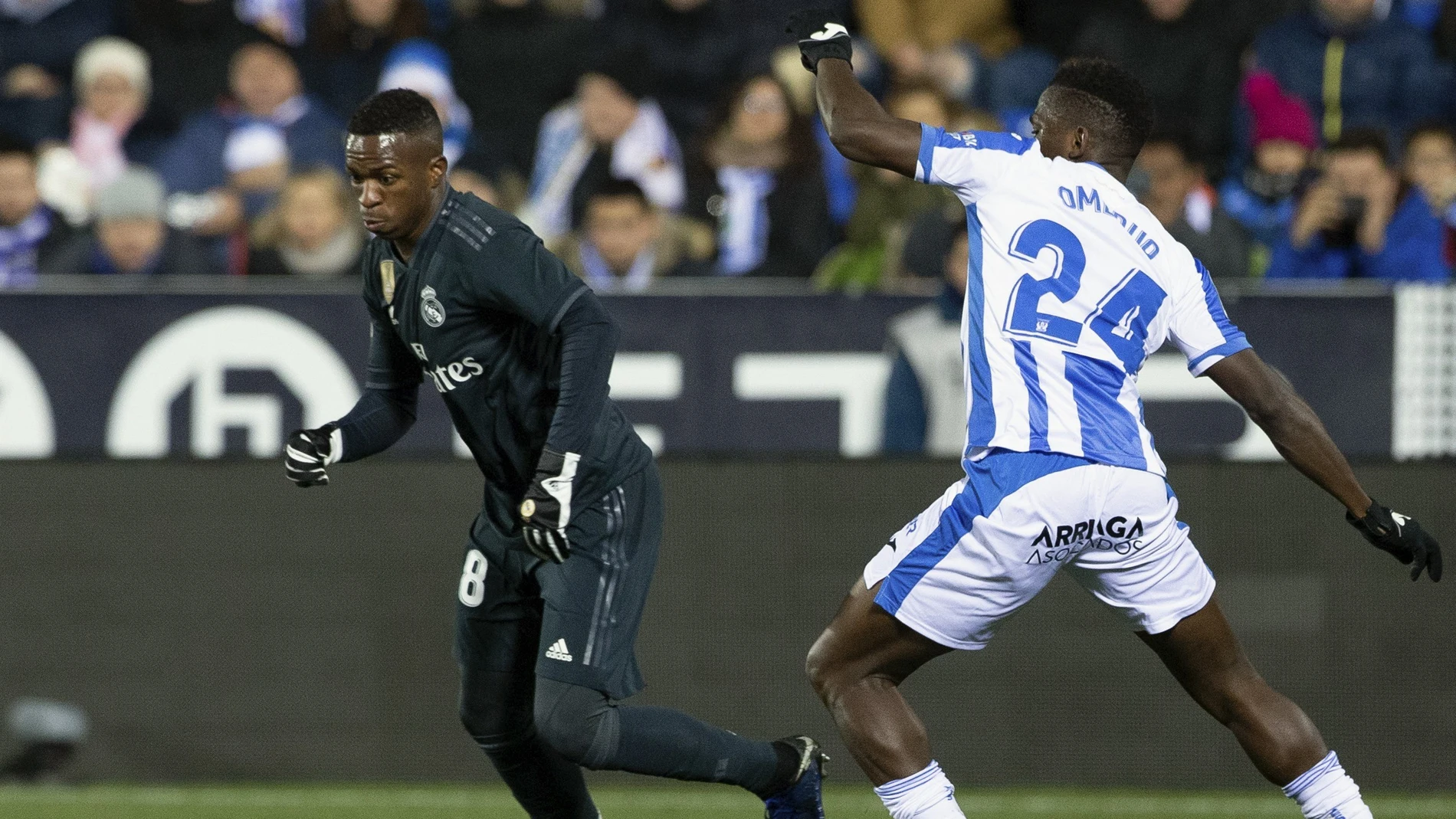 Vinicius regatea a su rival en el partido ante el Leganés Vinicius regatea a su rival en el partido ante el Leganés
