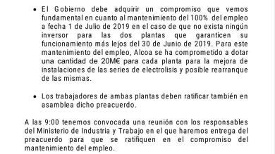 Preacuerdo 'in extremis' entre Alcoa y sindicatos 