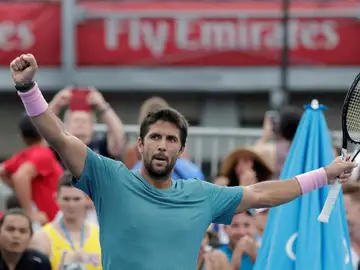 Fernando Verdasco celebra su victoria ante el moldavo Radu albot Fernando Verdasco celebra su victoria ante el moldavo Radu albot