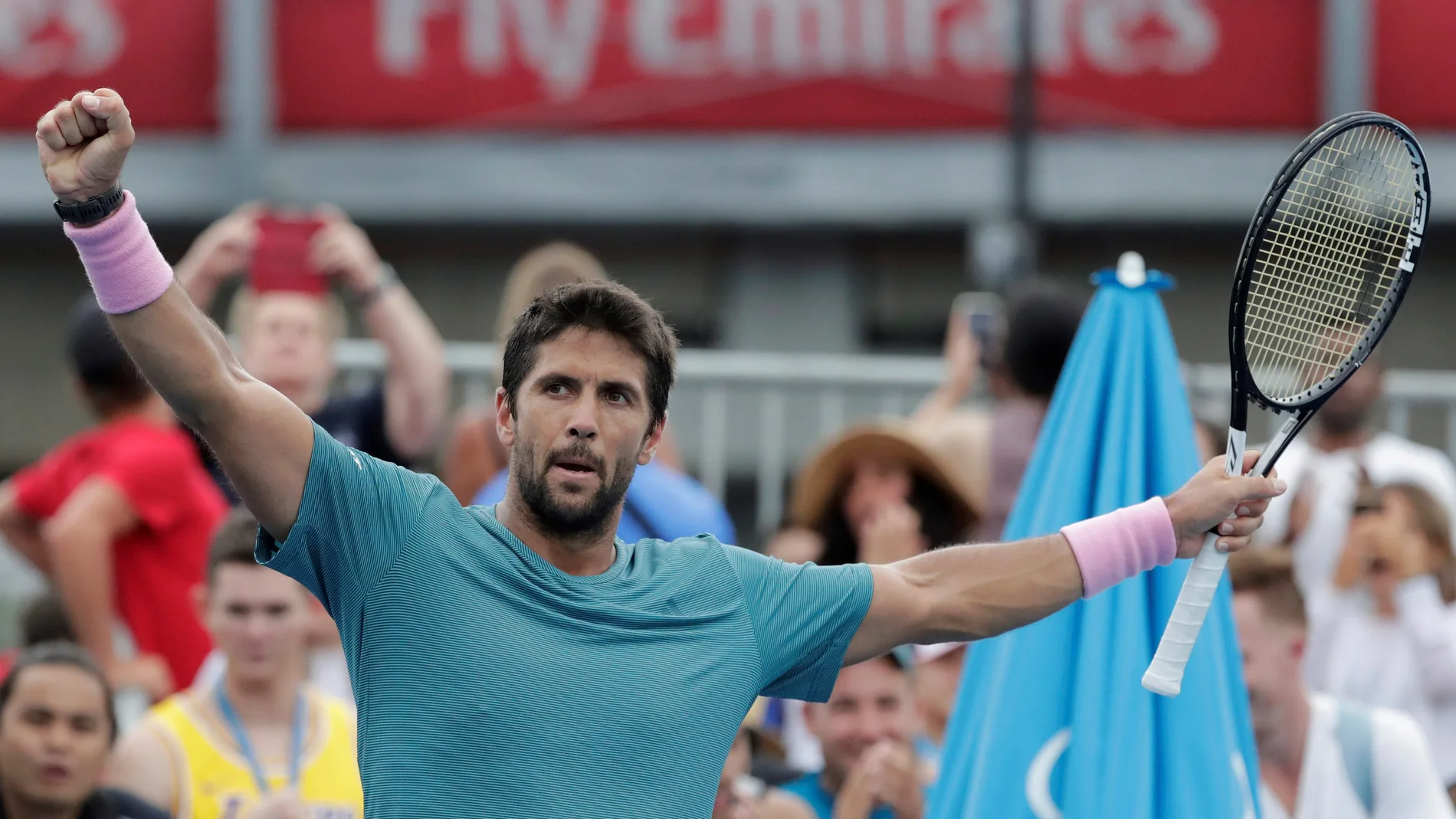 Fernando Verdasco celebra su victoria ante el moldavo Radu albot Fernando Verdasco celebra su victoria ante el moldavo Radu albot