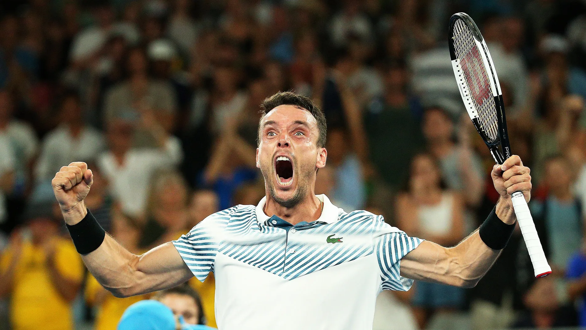 Roberto Bautista, tras ganar un partido Roberto Bautista, tras ganar un partido