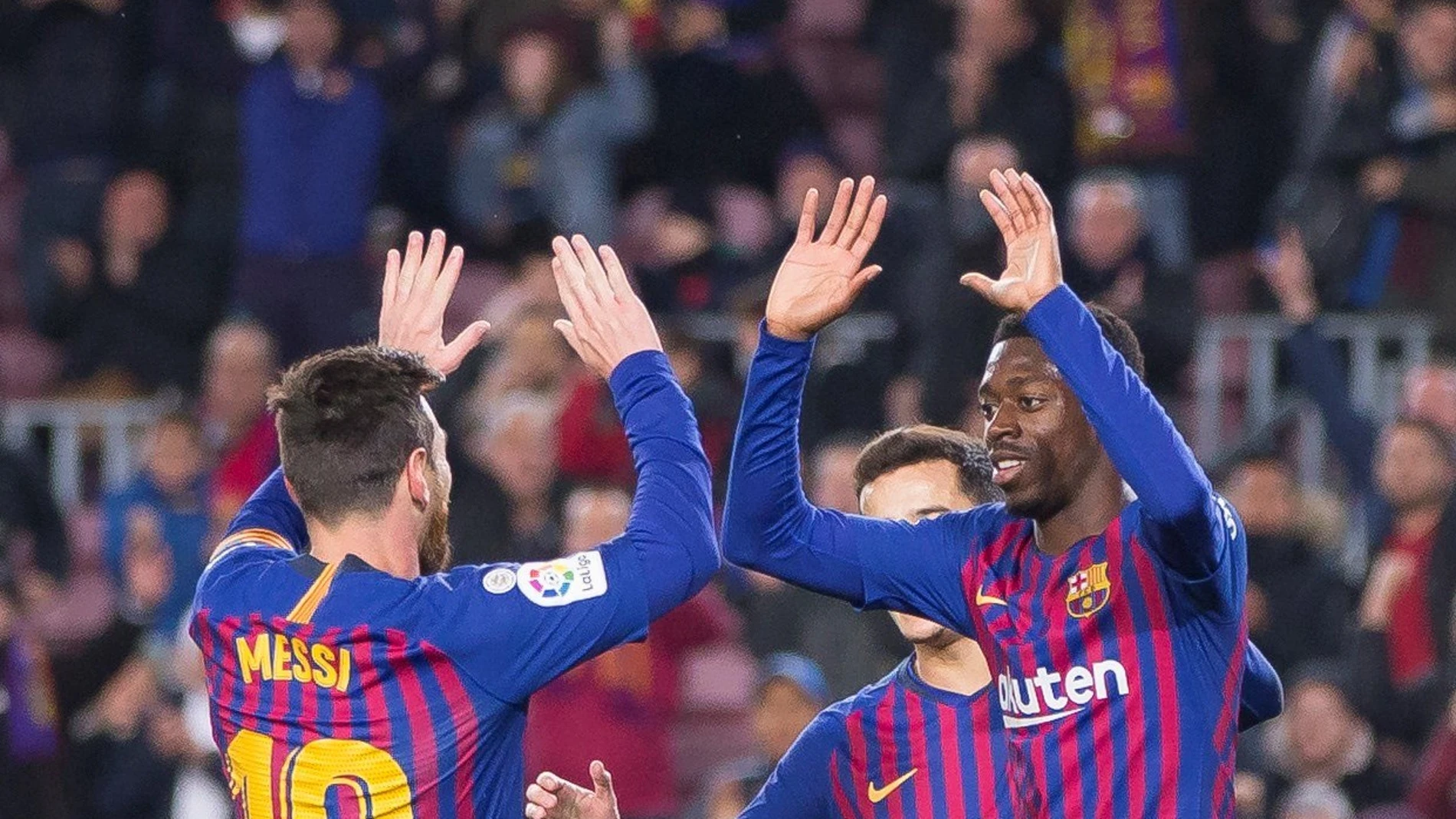Messi, Dembelé y Coutinho, ante el Levante Messi, Dembelé y Coutinho, ante el Levante