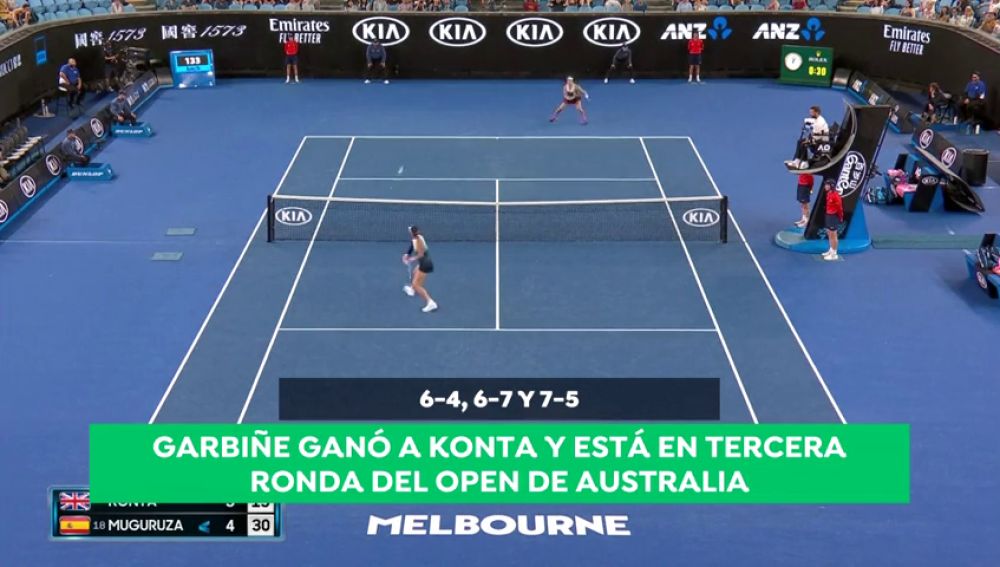 Garbiñe Muguruza sufre para ganar a Konta y ya está en tercera ronda del Open de Australia