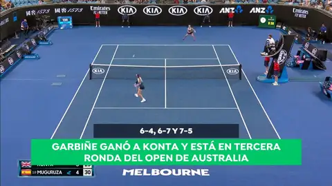 Garbiñe Muguruza sufre para ganar a Konta y ya está en tercera ronda del Open de Australia Garbiñe Muguruza sufre para ganar a Konta y ya está en tercera ronda del Open de Australia