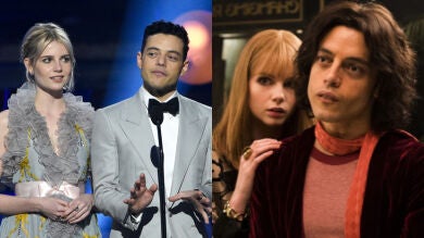 El primer beso público entre Rami Malek y su novia Lucy Boynton tras ganar el SAG Award por 'Bohemian Rhapsody'