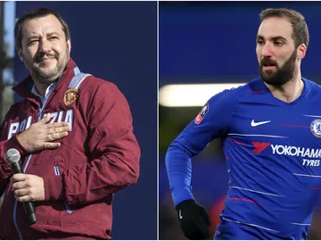 Matteo Salvini y Gonzalo Higuaín Matteo Salvini y Gonzalo Higuaín