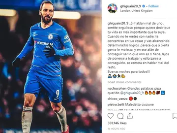 Gonzalo Higuaín responde a Matteo Salvini por Instagram Gonzalo Higuaín responde a Matteo Salvini por Instagram