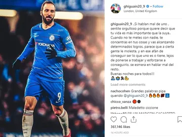 Gonzalo Higuaín responde a Matteo Salvini por Instagram Gonzalo Higuaín responde a Matteo Salvini por Instagram