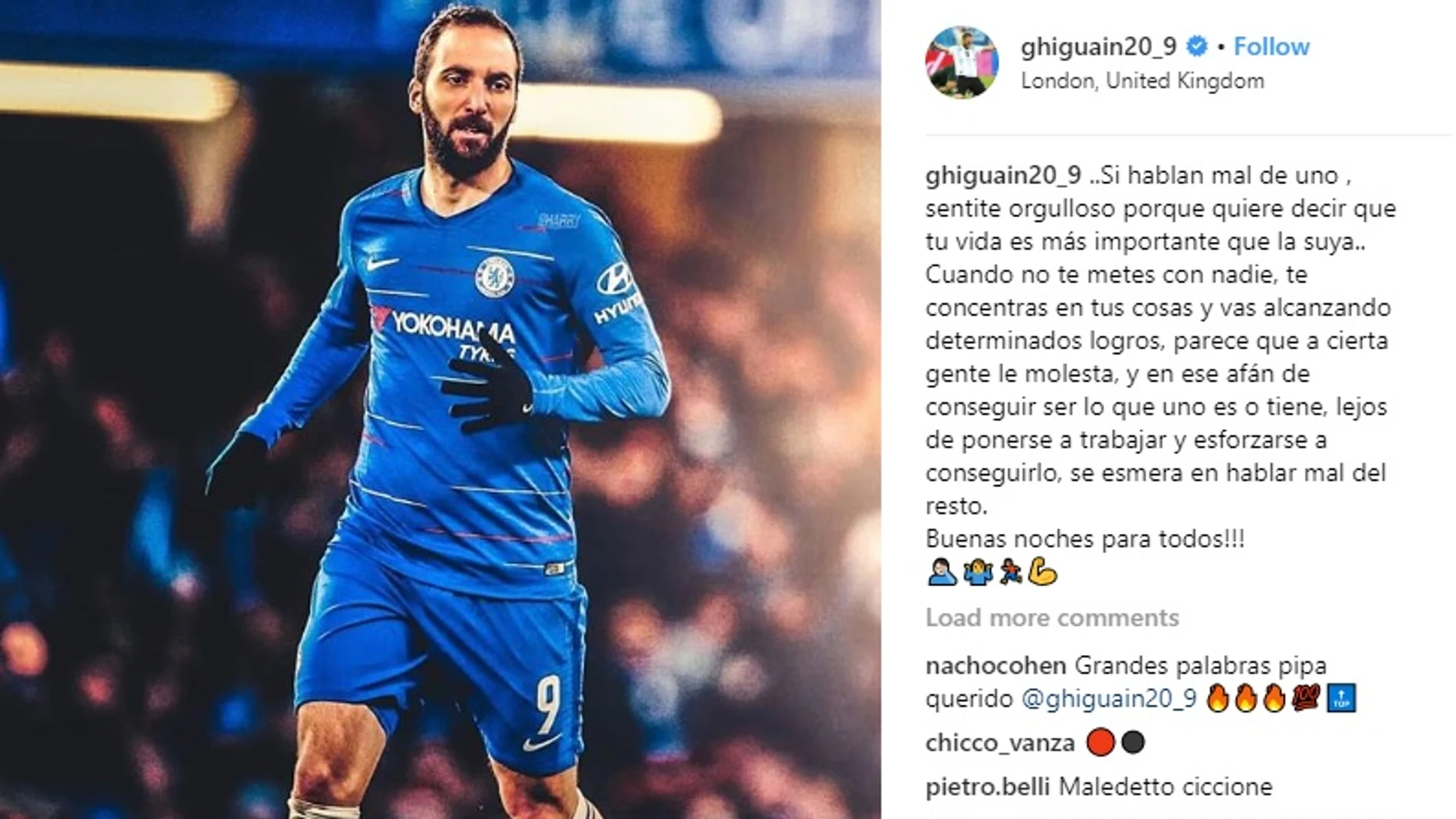 Gonzalo Higuaín responde a Matteo Salvini por Instagram Gonzalo Higuaín responde a Matteo Salvini por Instagram