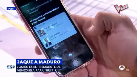 Siri, el más equidistante en cuanto a Venezuela: reconoce a Nicolás Maduro y a Juan Guaidó como presidentes Siri, el más equidistante en cuanto a Venezuela: reconoce a Nicolás Maduro y a Juan Guaidó como presidentes