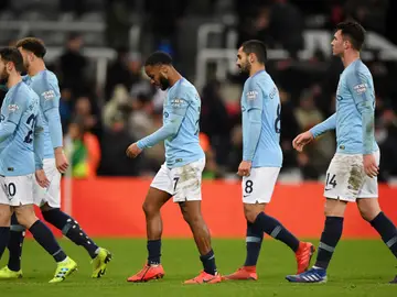 Los jugadores del Manchester City, cabizbajos Los jugadores del Manchester City, cabizbajos