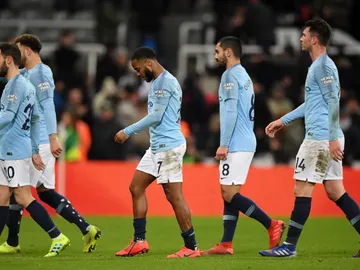 Los jugadores del Manchester City, cabizbajos Los jugadores del Manchester City, cabizbajos
