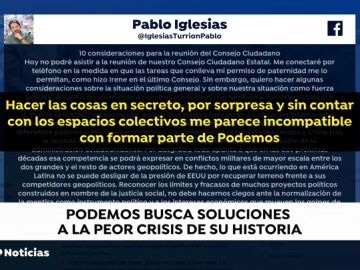 REEMPLAZO Podemos reúne a su Consejo para intentar zanjar la crisis interna sin la presencia de Errejón