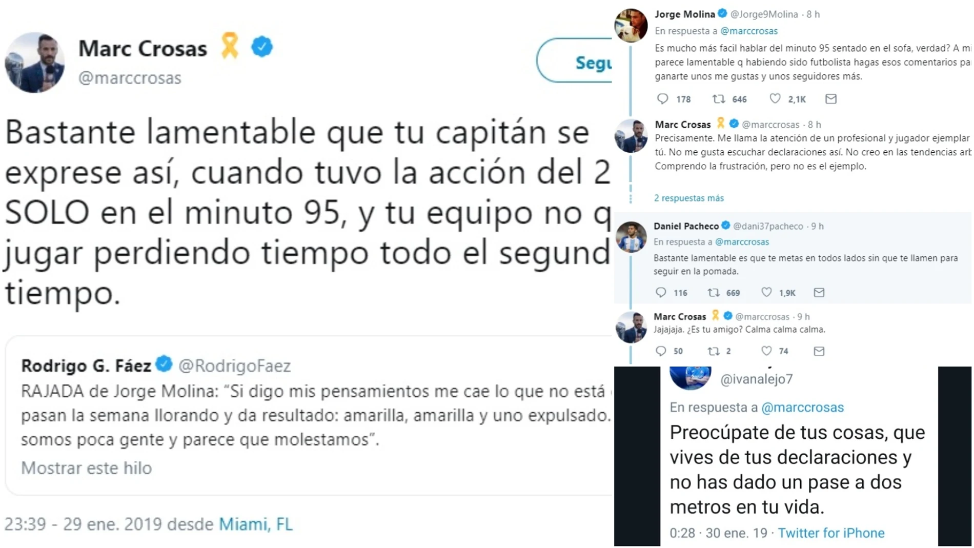 Cruce de tuits entre Marc Crosas y los jugadores del Getafe Cruce de tuits entre Marc Crosas y los jugadores del Getafe