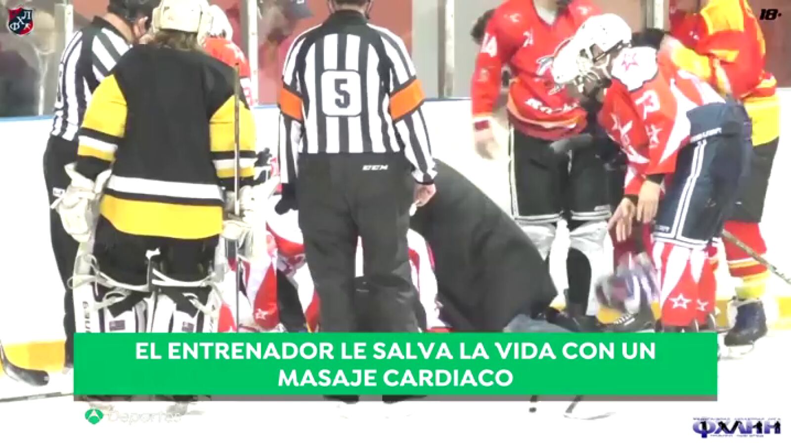 Un entrenador de hockey salva la vida de un jugador con un masaje cardiaco