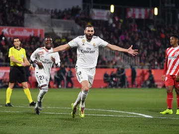Karim Benzema celebra uno de sus goles con el Real Madrid Karim Benzema celebra uno de sus goles con el Real Madrid