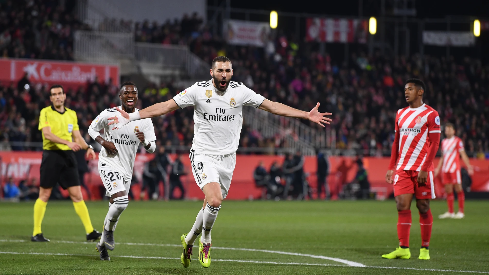 Karim Benzema celebra uno de sus goles con el Real Madrid Karim Benzema celebra uno de sus goles con el Real Madrid