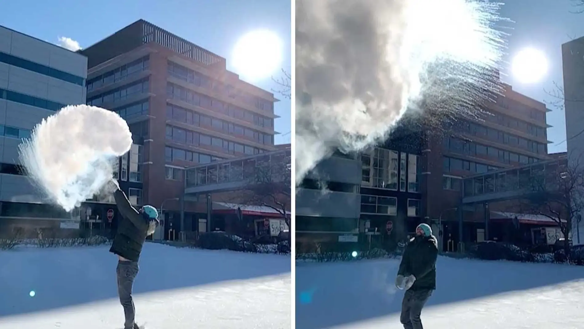 Transforma agua hirviendo en nieve