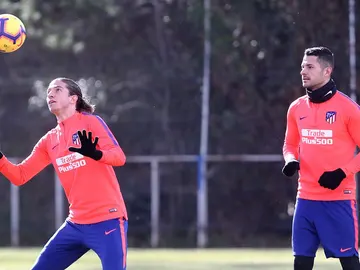 Filipe y Vitolo, en un entrenamiento Filipe y Vitolo, en un entrenamiento