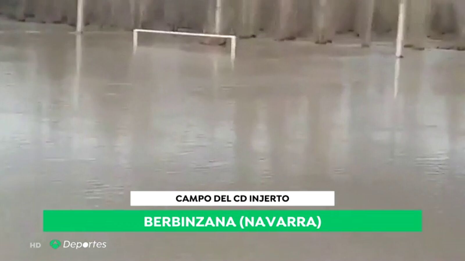 ¿Fútbol o waterpolo? Así quedó el campo del Injerto tras las lluvias en Navarra