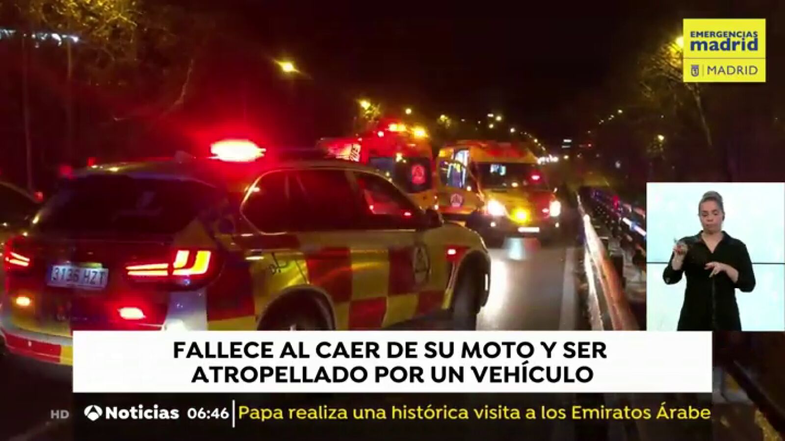 Un joven de 30 años muere atropellado en Madrid después de caer de su moto