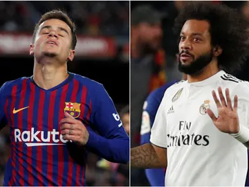 Coutinho y Marcelo en el partido del Camp Nou Coutinho y Marcelo en el partido del Camp Nou