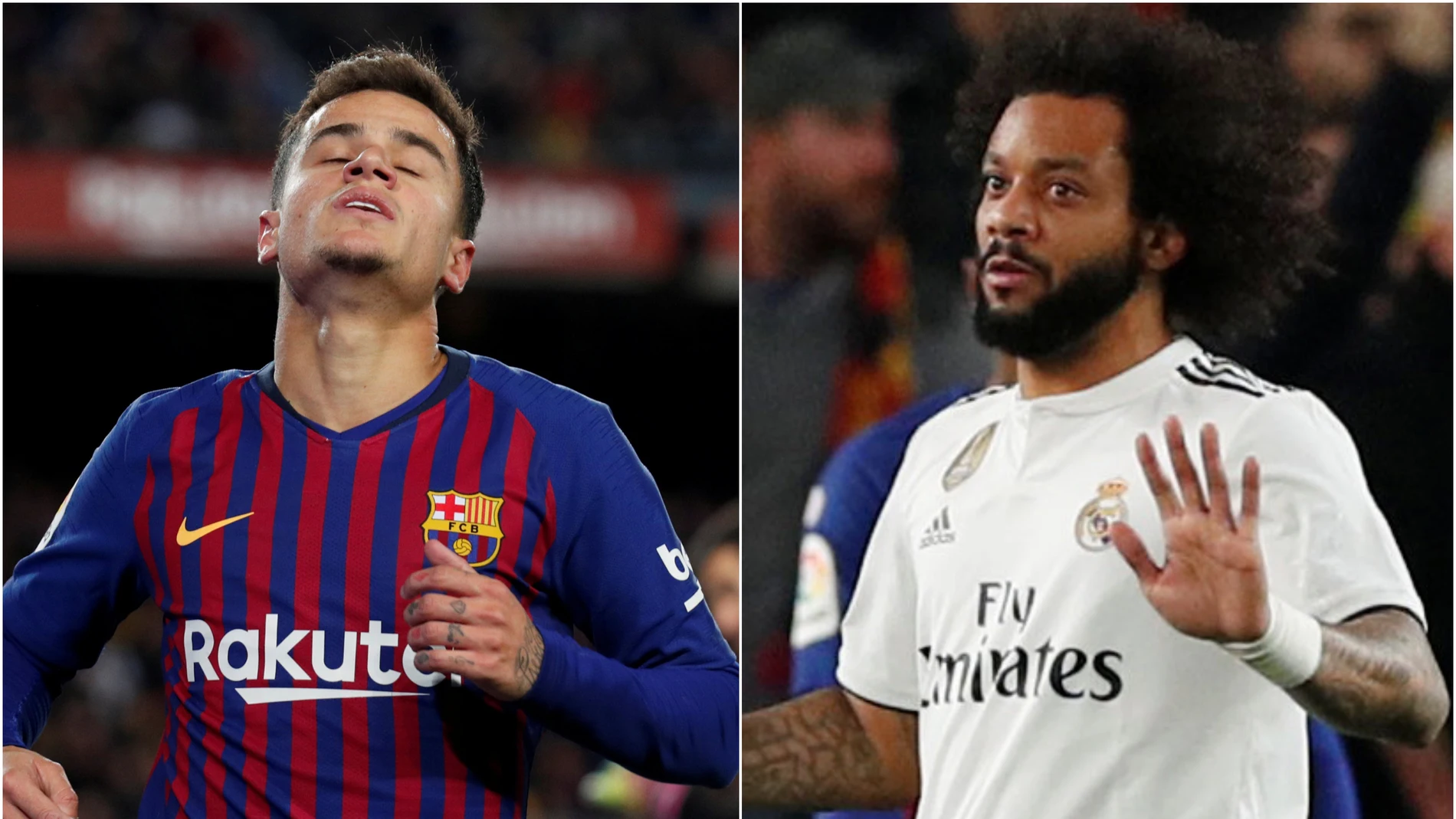 Coutinho y Marcelo en el partido del Camp Nou Coutinho y Marcelo en el partido del Camp Nou