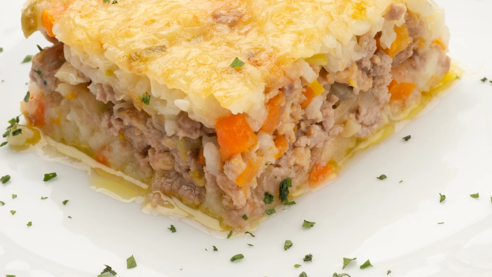 Pastel de arroz y carne picada