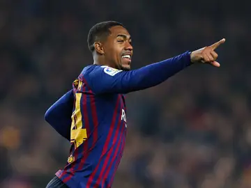 Malcom celebra un gol con el Barcelona Malcom celebra un gol con el Barcelona
