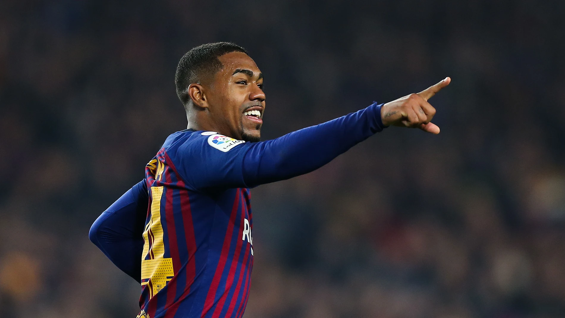 Malcom celebra un gol con el Barcelona Malcom celebra un gol con el Barcelona