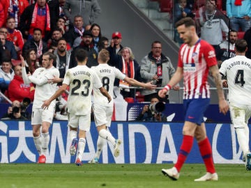 Gareth Bale hace un corte de mangas tras marcar su gol contra el Atlético de Madrid