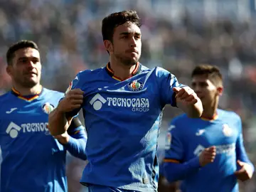 Mata celebra un gol con el Getafe Mata celebra un gol con el Getafe