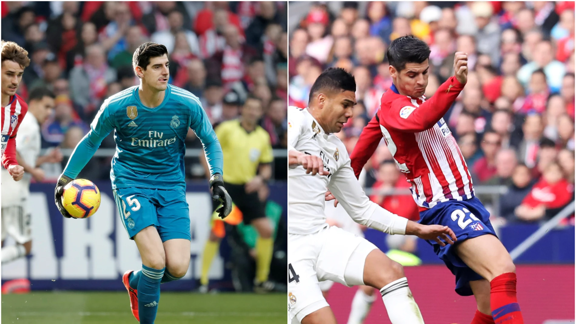 Courtois y Morata, duelo de 'ex' en el derbi Courtois y Morata, duelo de 'ex' en el derbi