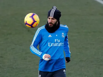 Karim Benzema, durante un entrenamiento con el Real Madrid Karim Benzema, durante un entrenamiento con el Real Madrid