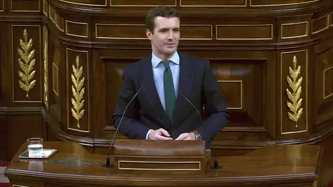 Casado llama a Sánchez "el presidente de la mentira": "Ha traicionado la Constitución" Casado llama a Sánchez "el presidente de la mentira": "Ha traicionado la Constitución"
