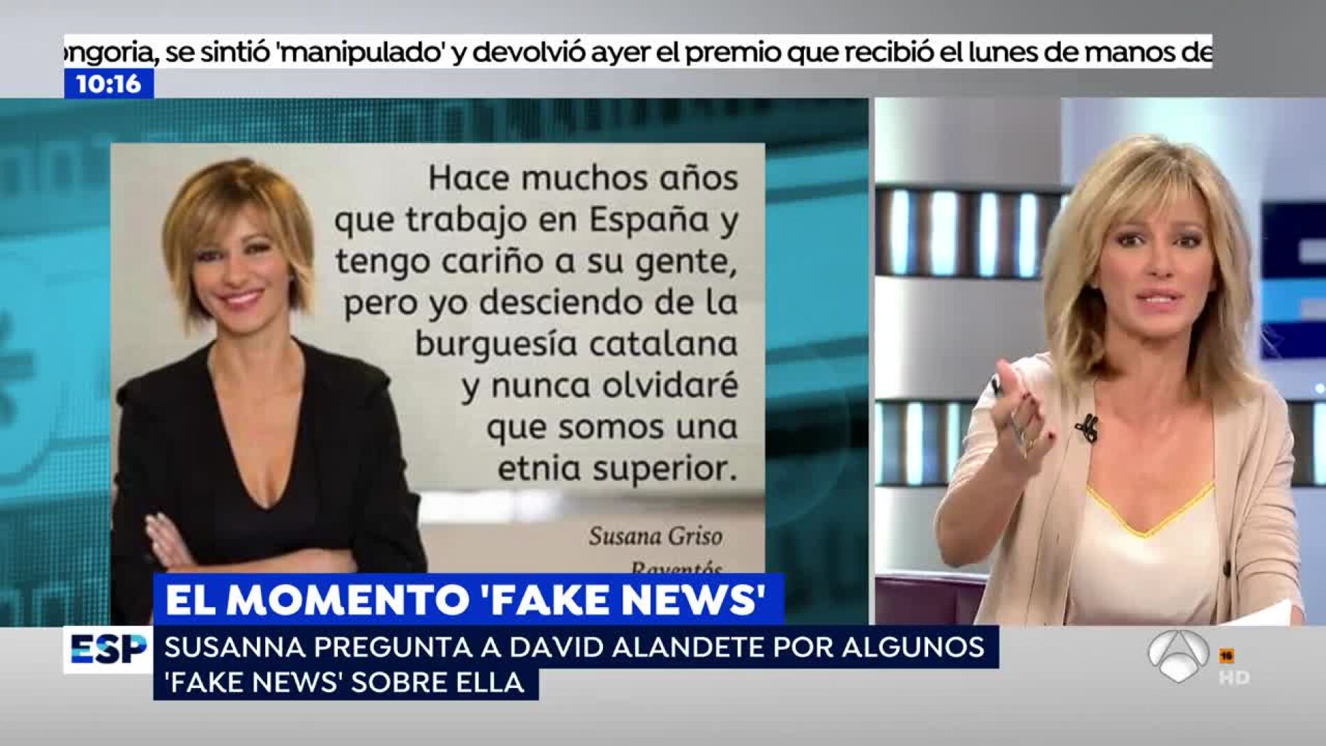 Susanna Griso en 'Espejo P&uacute;blico'.