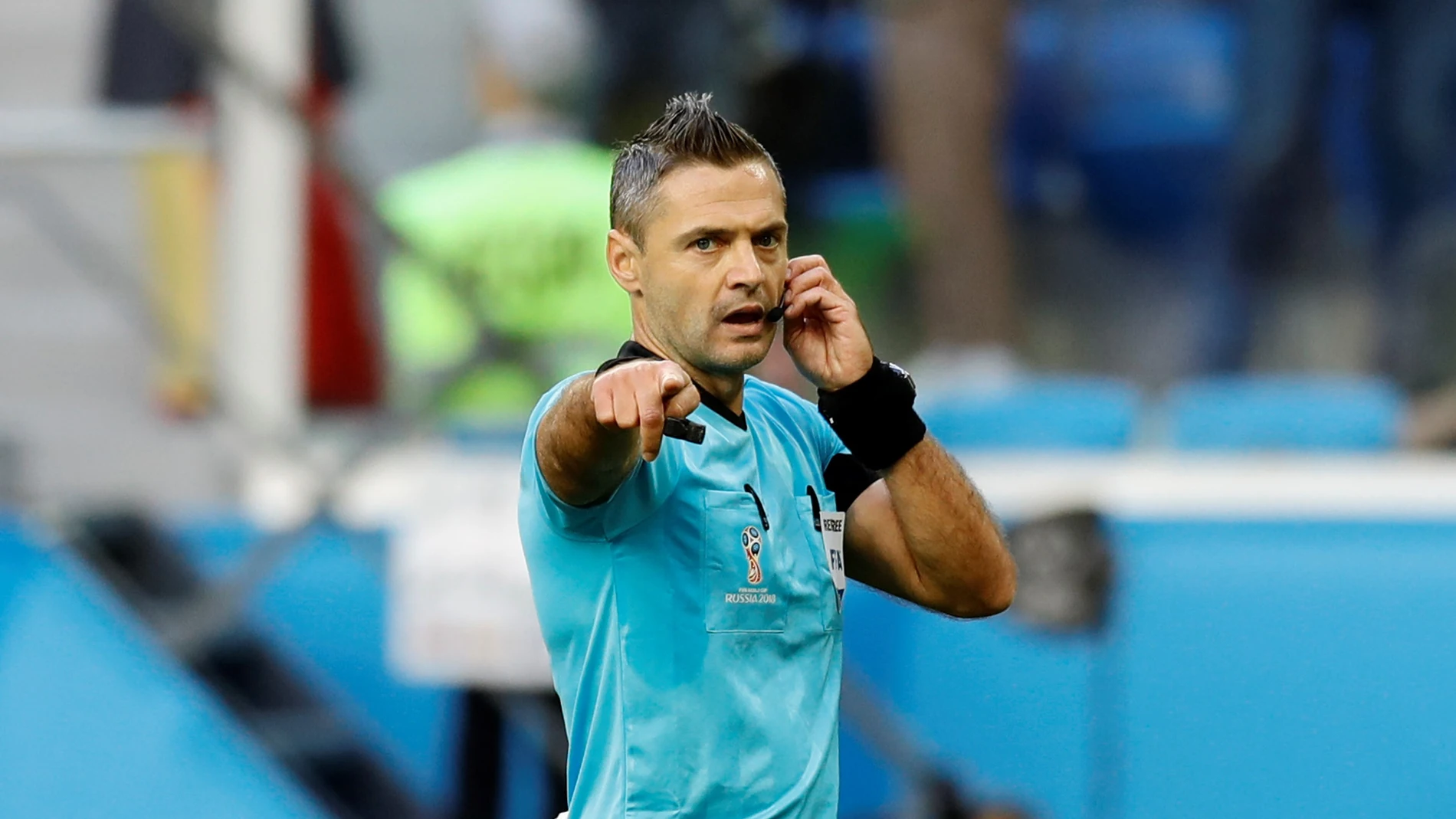 Damir Skomina, en un partido del Mundial de Rusia 2018 Damir Skomina, en un partido del Mundial de Rusia 2018