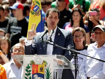 Juan Guaidó, durante un mitin en Caracas Juan Guaidó, durante un mitin en Caracas