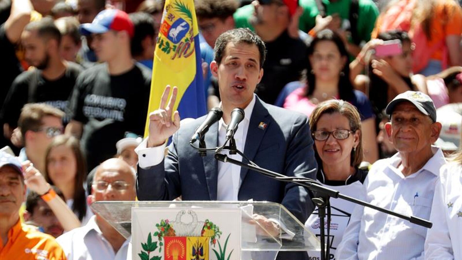 Juan Guaid&oacute;, durante un mitin en Caracas