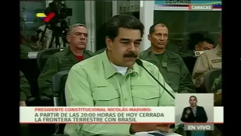 Maduro cierra la frontera con Brasil y sopesa hacer lo mismo con Colombia Maduro cierra la frontera con Brasil y sopesa hacer lo mismo con Colombia