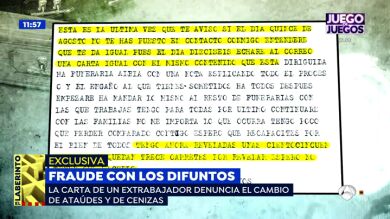 La carta de un extrabajador de la funeraria de Valladolid: 