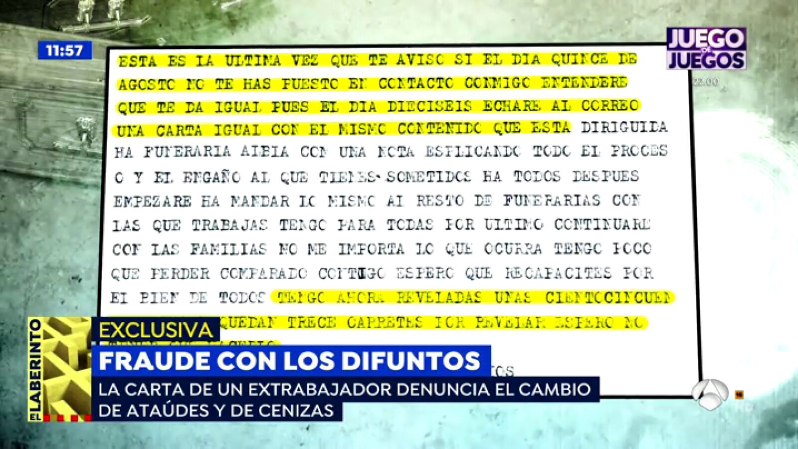 La carta de un extrabajador de la funeraria de Valladolid: 