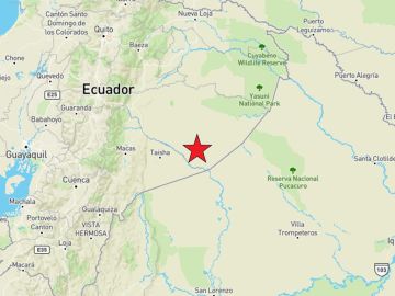 Punto donde se ha producido un terremoto en Ecuador