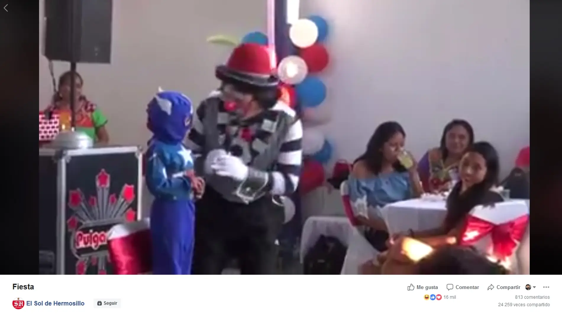 Payaso en un cumpleaños