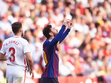 Messi celebra un gol ante el Sevilla Messi celebra un gol ante el Sevilla