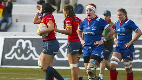 Mónica Castelo celebra un ensayo ante Rusia Mónica Castelo celebra un ensayo ante Rusia