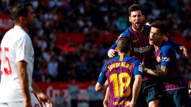Lionel Messi se basta y se sobra para derrotar al Sevilla y dar la victoria al Barcelona