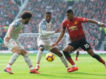 Marcus Rashford, en acción ante el Liverpool