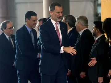 Felipe VI, Pedro Sánchez y Quim Torra Felipe VI, Pedro Sánchez y Quim Torra