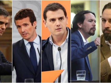 Pedro Sánchez, Pablo Casado, Albert Rivera, Pablo Iglesias y Santiago Abascal Pedro Sánchez, Pablo Casado, Albert Rivera, Pablo Iglesias y Santiago Abascal